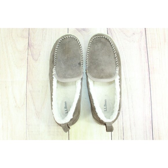 LL Bean Mountain Slippers Moccasin Suede Dark Cement Size 9 M - Picture 7 of 8
